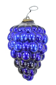 ANTIQUE GERMAN KUGEL COBALT BLUE MERCURY GLASS GRAPE CLUSTER ORNAMENT