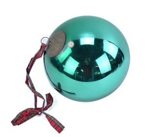 ANTIQUE FRENCH LARGE KUGEL-STYLE GREEN MERCURY GLASS WITCHES BALL