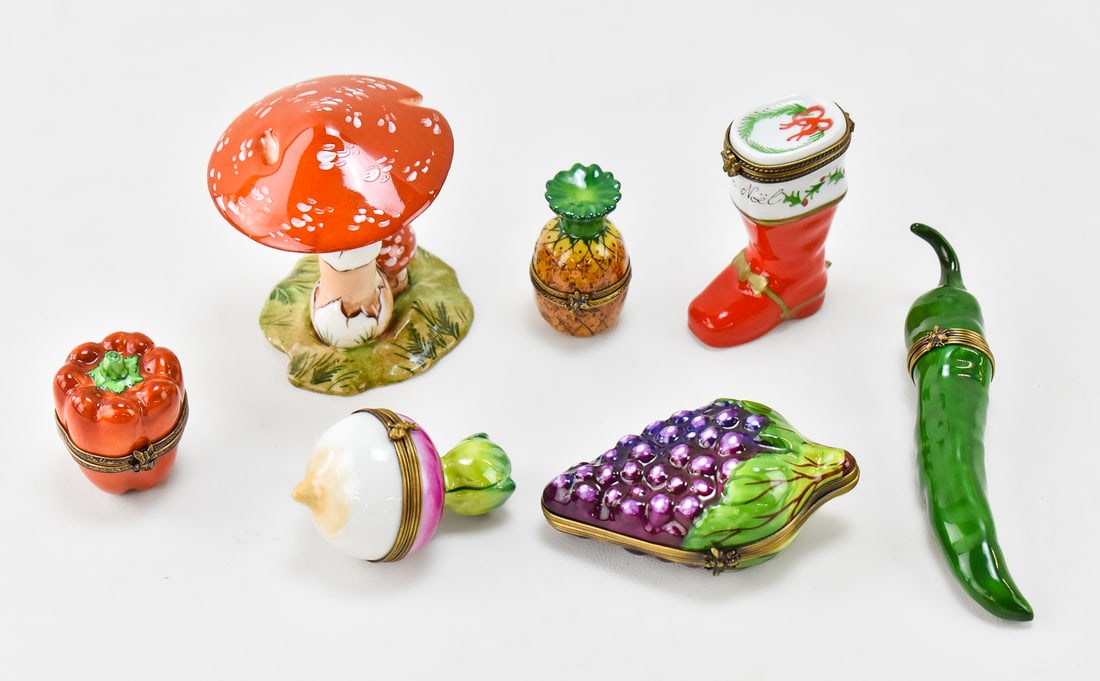 LIMOGES HAND-PAINTED TRINKET BOX ASSORTMENT: GRAPE CLUSTER, MUSHROOM, PINEAPPLE, & MORE (1 of 2)