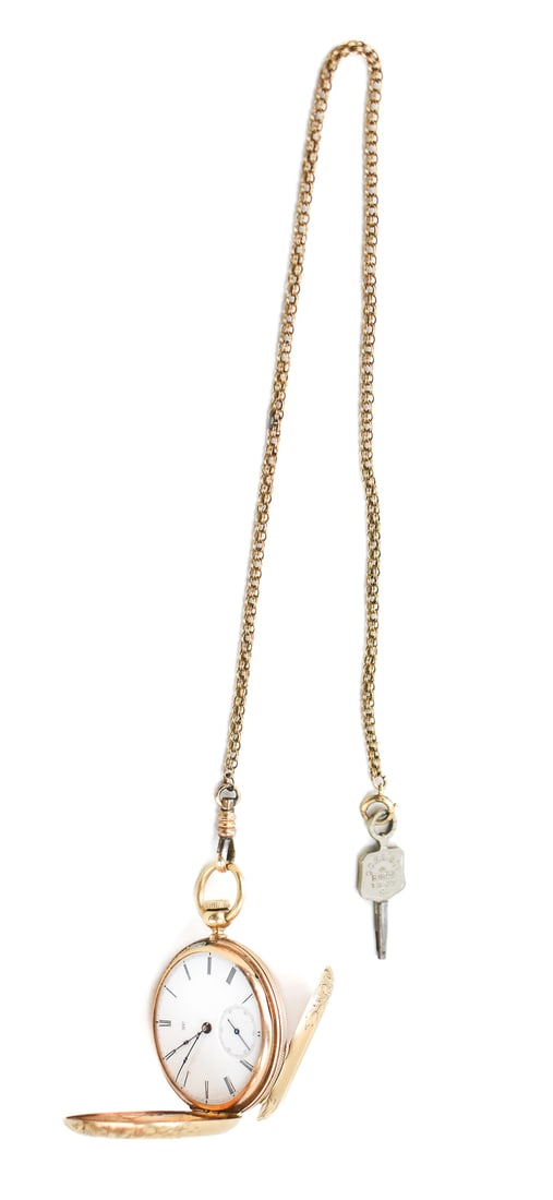 19TH C. GOLD-FILLED SILVER ELGIN & NATIONAL WATCH CO. KEY-WIND POCKET WATCH (1 of 5)