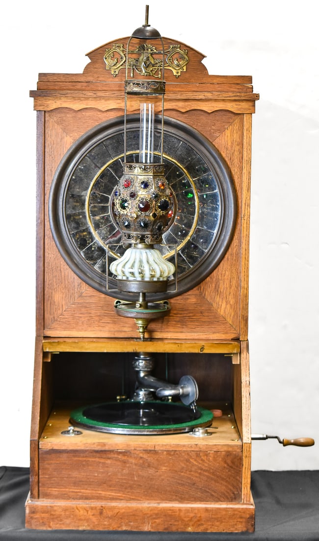 EARLY 20TH CENTURY GRAMOPHONE WITH LANTERN MIRROR (1 of 4)