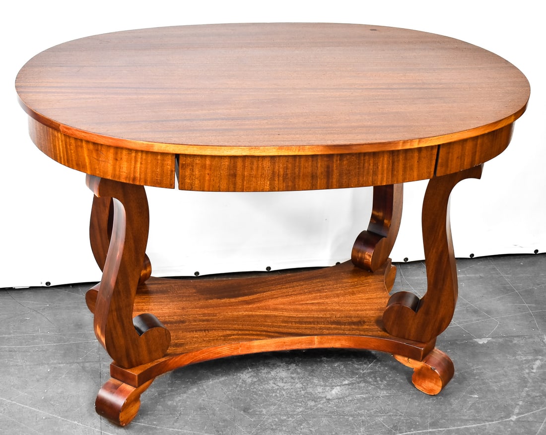 ANTIQUE EMPIRE MAHOGANY OVAL LIBRARY TABLE (1 of 2)