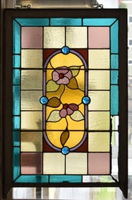 ANTIQUE STAINED GLASS WINDOW FRAME