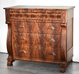 19TH C. AMERICAN EMPIRE FLAME MAHOGANY DRESSER