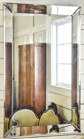 OVERSIZED MIDCENTURY BEVELED GLASS MIRROR