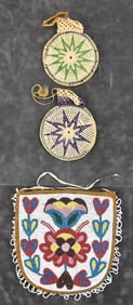 THREE NATIVE AMERICAN HAUDENOSAUNEE-STYLE HAND-WOVEN & BEADED BAGS
