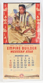 DECEMBER 1953 GREAT NORTHERN RAILWAY ADVERTISING CALENDAR SHEET