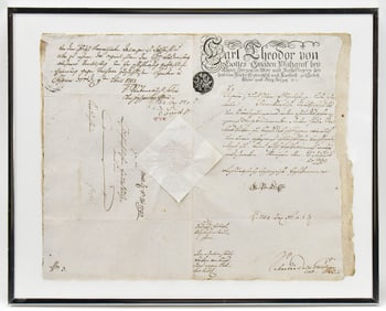 FRAMED 18TH C. GERMAN DOCUMENT