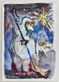 NELSON SANDGREN 'SHEPHERD' WATERCOLOR