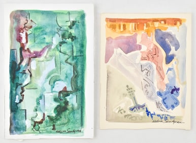 TWO NELSON SANDGREN ABSTRACT WATERCOLOR PAINTINGS