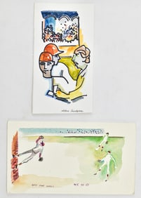 NELSON SANDGREN BASEBALL THEMED WATERCOLOR PAINTINGS