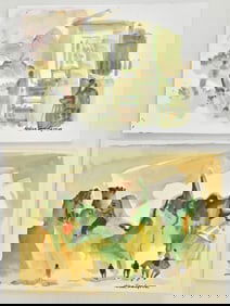 NELSON SANDGREN 'THE RULERS' & FIGURES IN LANDSCAPE WATERCOLOR PAINTINGS