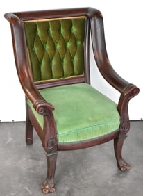 VICTORIAN MAHOGANY CLAW FOOT CHAIR