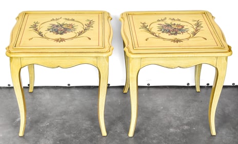 PAIR OF VINTAGE PAINTED FRENCH-STYLE PROVINCIAL SIDE TABLES