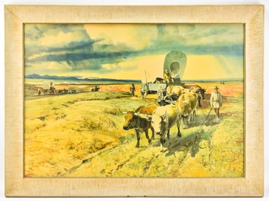 LISTED ARTIST, ROBERT WESLEY AMICK 'THE OREGON TRAIL' FRAMED PRINT