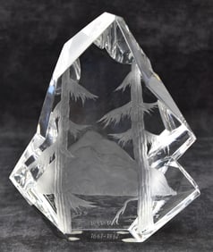 ETCHED ART CRYSTAL MOUNTAIN BY AL ARNITS