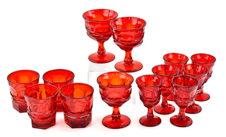 COLLECTION OF VINTAGE FOSTORIA ARGUS RUBY RED GLASSWARE