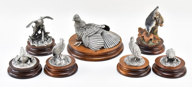 CHILMARK PETWER BIRD FIGURINES: R.K. DAVIS, GEORGES DE LODZIA, VICTOR C. HAYTON