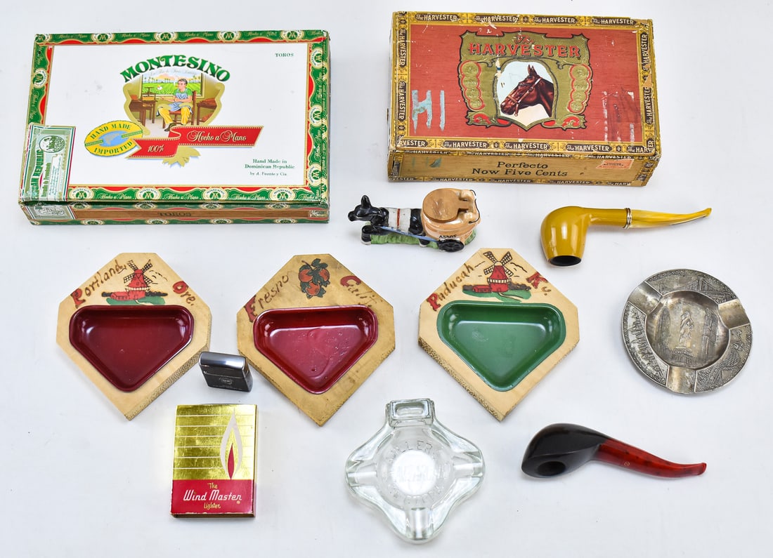 TOBACCIANA COLLECTION: CIGAR BOXES, ASHTRAYS, PIPES & MORE (1 of 3)