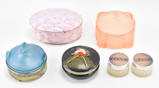 COLLECTION OF MID-CENTURY POWDER BOXES & COSMETIC JARS