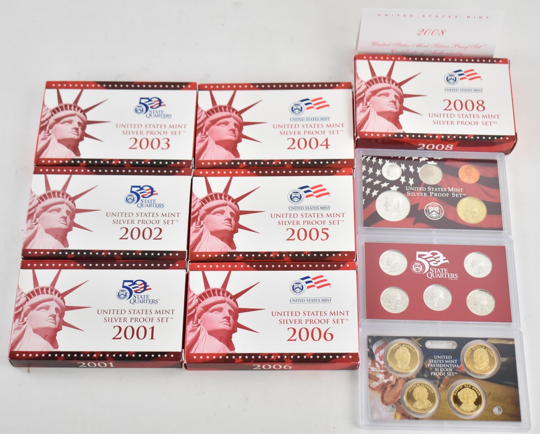 7 U.S. SILVER PROOF SETS FROM THE 2000s (1 of 3)