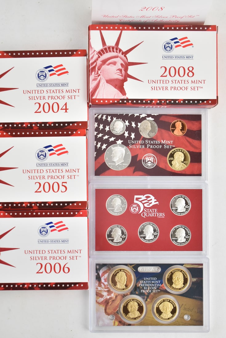 7 U.S. SILVER PROOF SETS FROM THE 2000s - 2