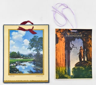PAIR OF 1943 & 1918 CALENDARS WITH MAXFIELD PARRISH PRINT ILLUSTRATIONS