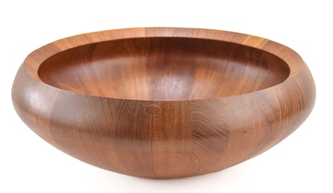 JENS QUISTGAARD MID-CENTURY DANSK LARGE STAVED TEAK SERVING BOWL