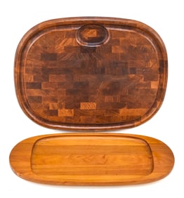 MID-CENTURY DANISH TEAK TRAYS: RICHARD NISSEN, DENBY STONE & TEAK