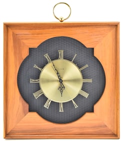 MID-CENTURY ELGIN TEAK WALL CLOCK