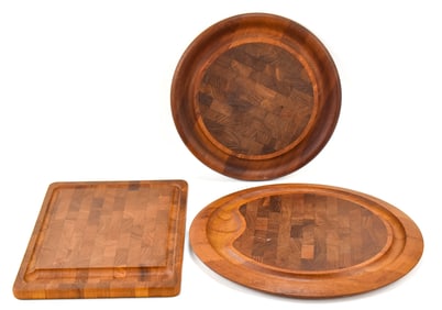 COLLECTION OF THREE MID-CENTRY DANSK DENMARK JENS H QUISTGARRED TEAK SERVING TRAYS