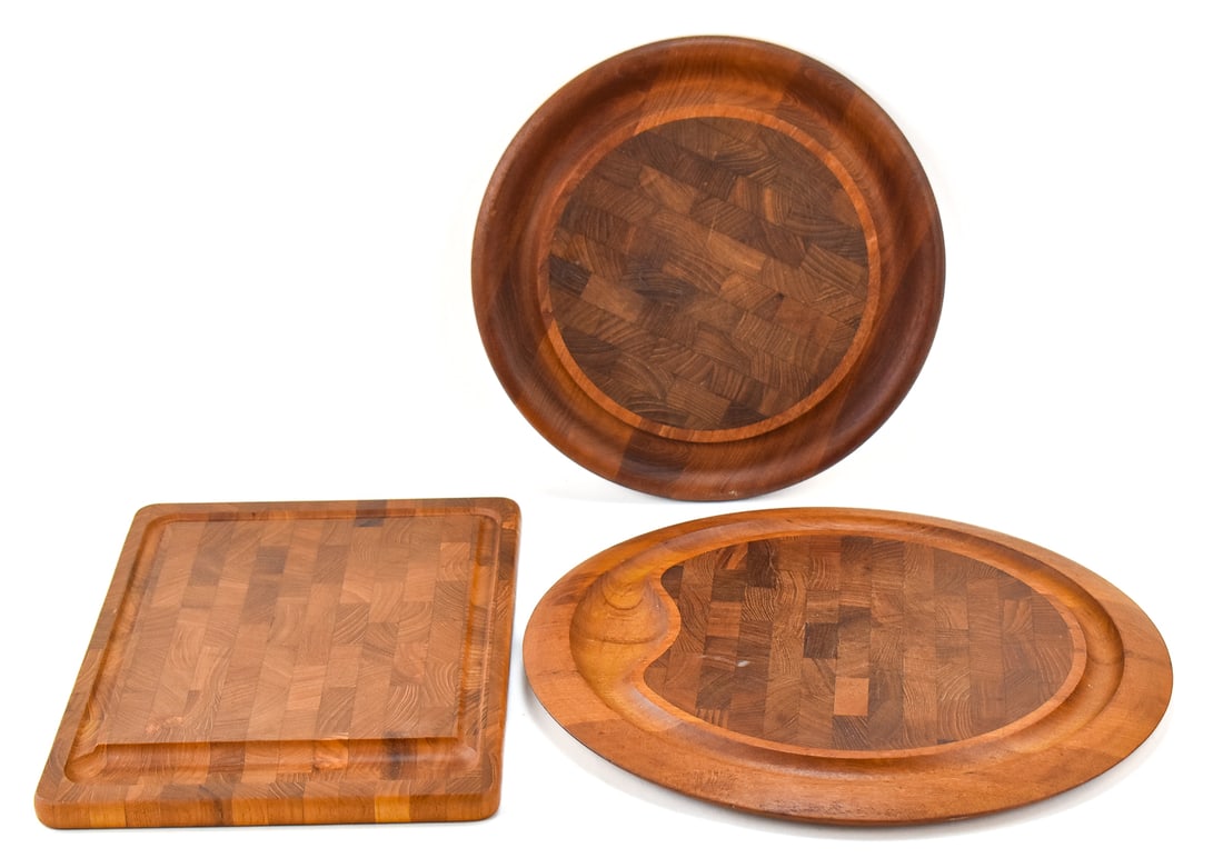 COLLECTION OF THREE MID-CENTRY DANSK DENMARK JENS H QUISTGARRED TEAK SERVING TRAYS (1 of 4)