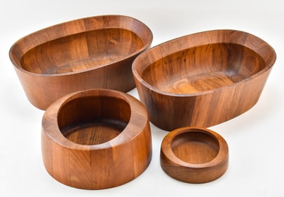 COLLECTION OF MID-CENTURY DANSK DENMARK IHQ STAVED TEAK BOWLS