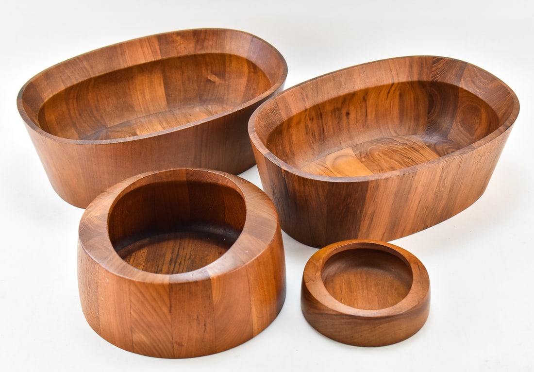 COLLECTION OF MID-CENTURY DANSK DENMARK IHQ STAVED TEAK BOWLS (1 of 3)