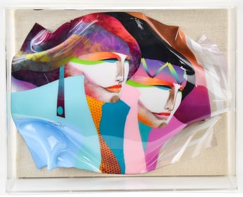 1987 NED MOULTON SIGNED ABSTRACT MIXED MEDIA SCULPTURE