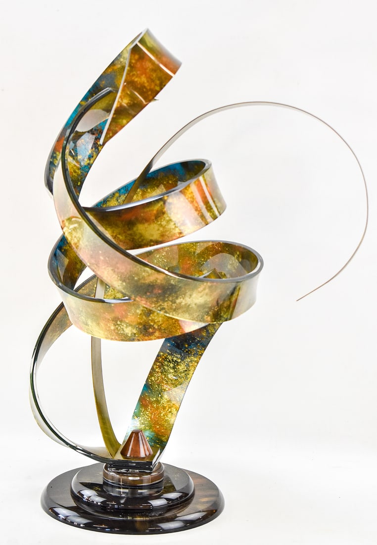 SHLOMI HAZIZA ACRYLIC & BRASS RIBBON SCULPTURE (1 of 3)