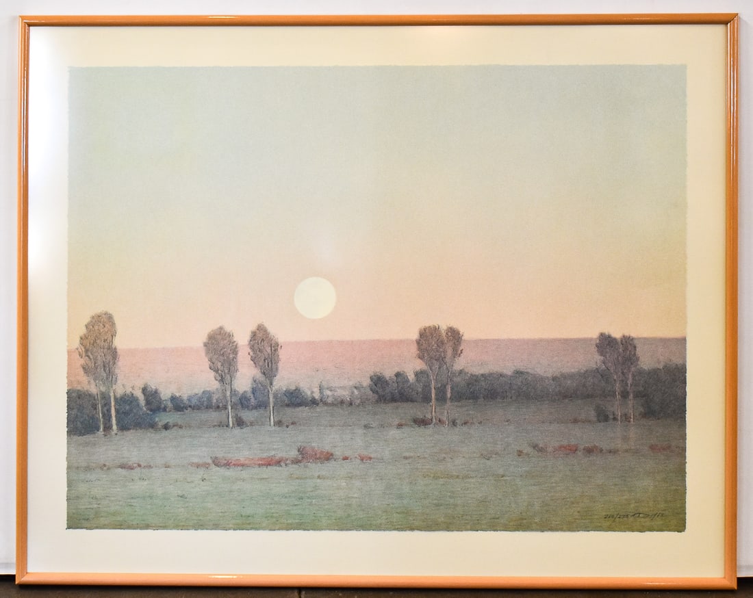 RUSSELL CHATHAM 'OCTOBER' SIGNED LITHOGRAPH: Limited edition lithographic print "October" on paper with deckled edges by listed artist, Russell Chatham (CA, MT, 1939 - 2019), signed lower right, numbered 260/275 and dated 1987. Art mea