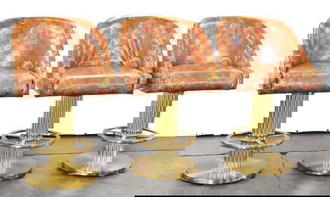 SET OF THREE POSTMODERN DESIGNS FOR LEISURE CUSTOM UPHOLSTERED COUNTER STOOLS