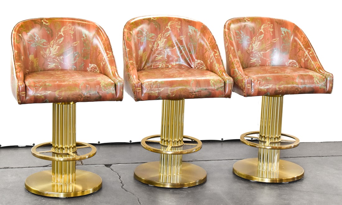 SET OF THREE POSTMODERN DESIGNS FOR LEISURE CUSTOM UPHOLSTERED COUNTER STOOLS (1 of 3)