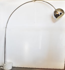 MID-CENTURY CHROME & MARBLE ARC FLOOR LAMP