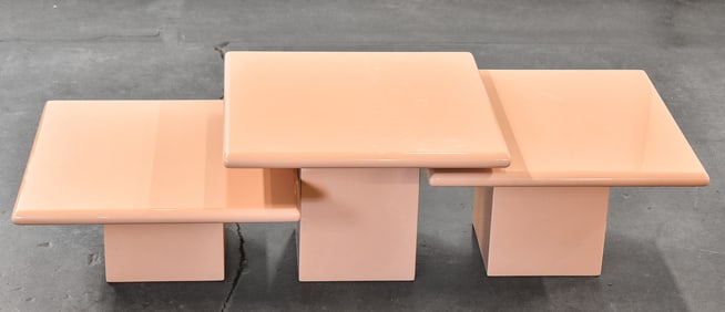 SET OF THREE POSTMODERN LACQUERED MODULAR PEDESTAL TABLES