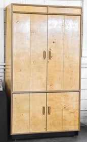 POSTMODERN HENDREDON OLIVEWOOD BURL VENEER & ASH ARMOIRE