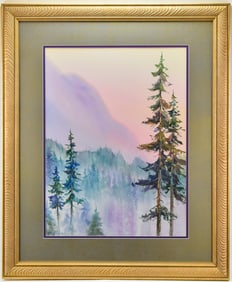 BILL MCCUSKER 'MOUNTAIN SUNSET' WATERCOLOR PAINTING