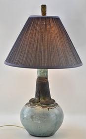 MID-CENTURY MULTI-LAYERED STUDIO POTTERY TABLE LAMP