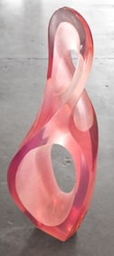 MID-CENTRY PINK LUCITE ABSTRACT SCULPTURE BY LOUIS VON KOELNAU