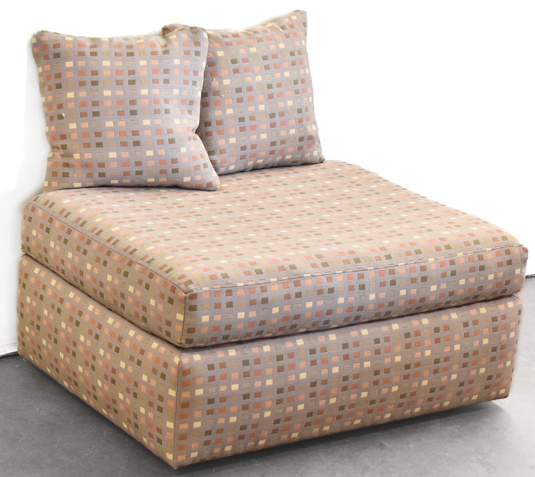 POSTMODERN SET OF A MATCHING CUSTOM UPHOLSTERED OTTOMAN & PILLOWS (1 of 3)