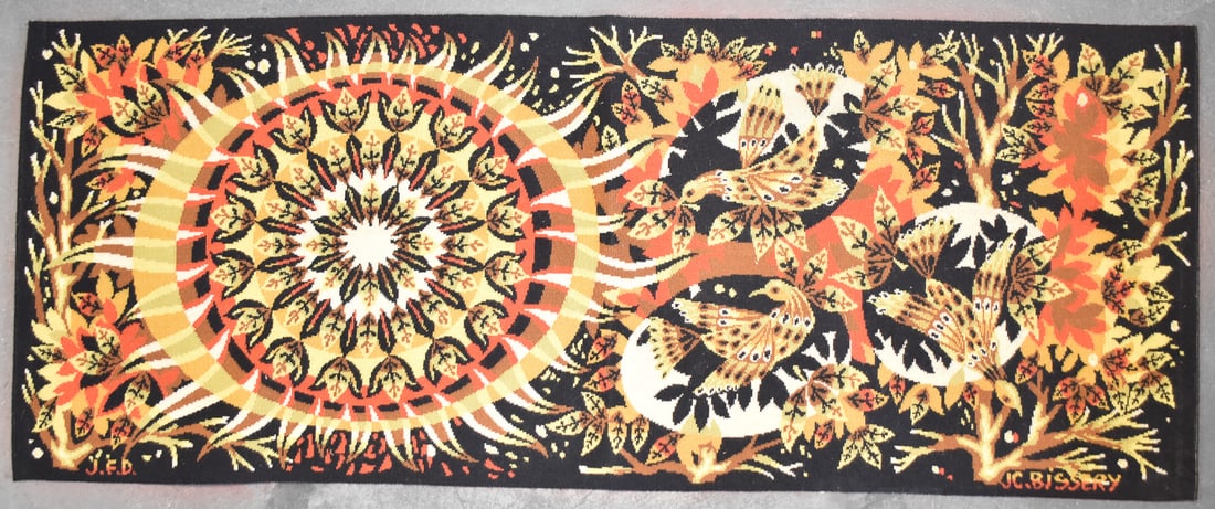 MID-CENTURY 'AURORE' WOVEN WOOL TAPESTRY BY JEAN-CLAUDE BISSERY (1 of 5)