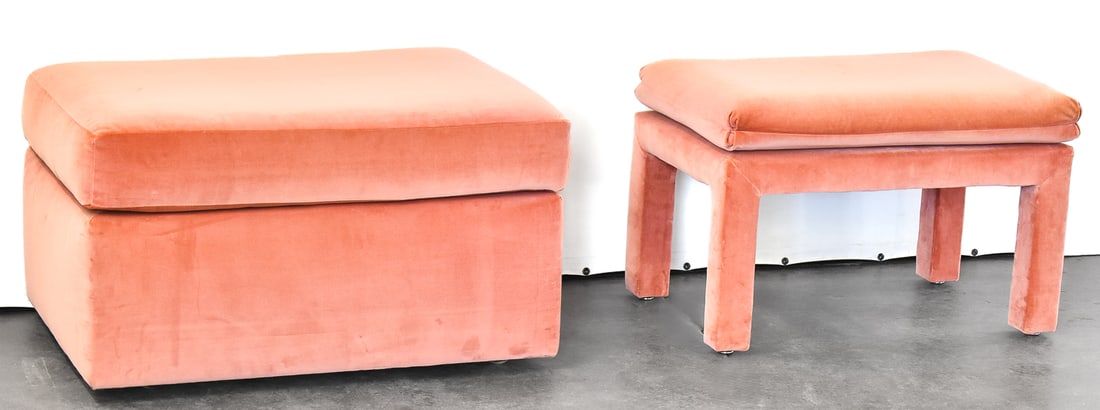 POSTMODERN DUSTY ROSE VELOUR OTTOMAN & BENCH (1 of 3)