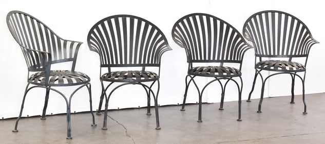 FRANCOIS CARRE DEAUVILLE-STYLE 1920s ART DECO WROUGHT IRON GARDEN CHAIRS