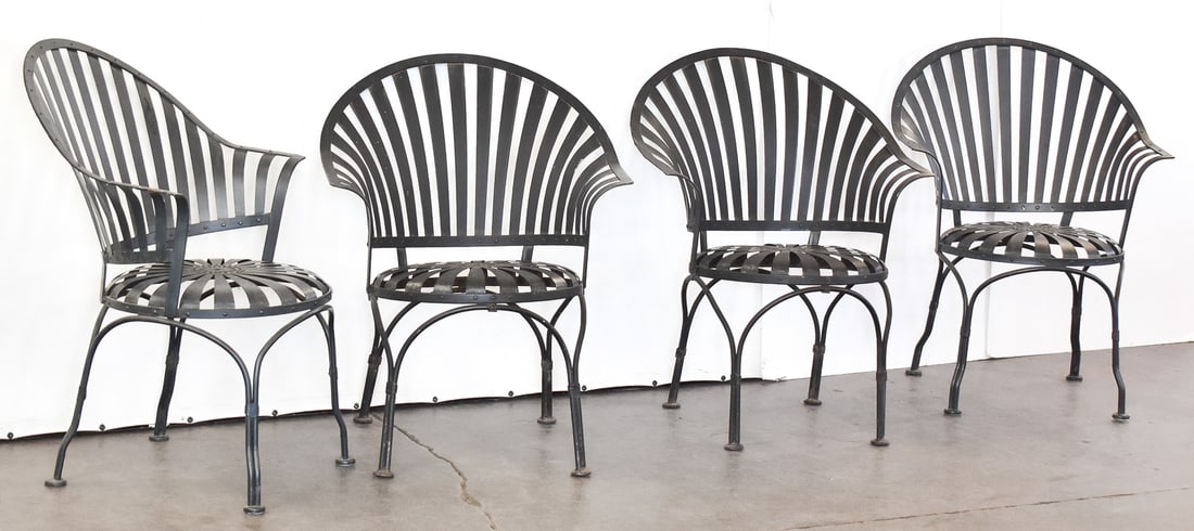 FRANCOIS CARRE DEAUVILLE-STYLE 1920s ART DECO WROUGHT IRON GARDEN CHAIRS (1 of 3)